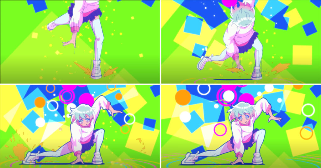 ジャンプして着地するシーンのアニメーションコマ撮り