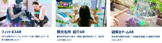 フィットネスAR　観光名所紹介AR　謎解きゲームAR