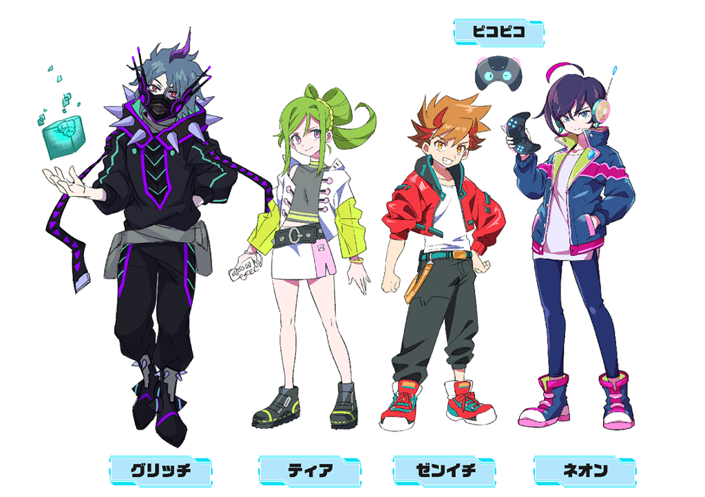 「Neo-N」ではネオン・ゼンイチ・ティア・グリッチ・ピコピコという５人のメインキャラクター