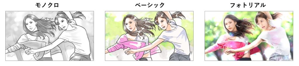 絵コンテ例:タッチによる費用変動
